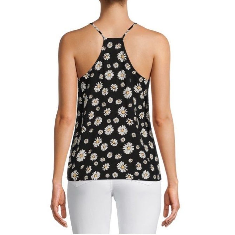 Nwt Nobo Woven Daisy floral tank top black racerback sleeveless v-neck cami - Picture 5 of 6